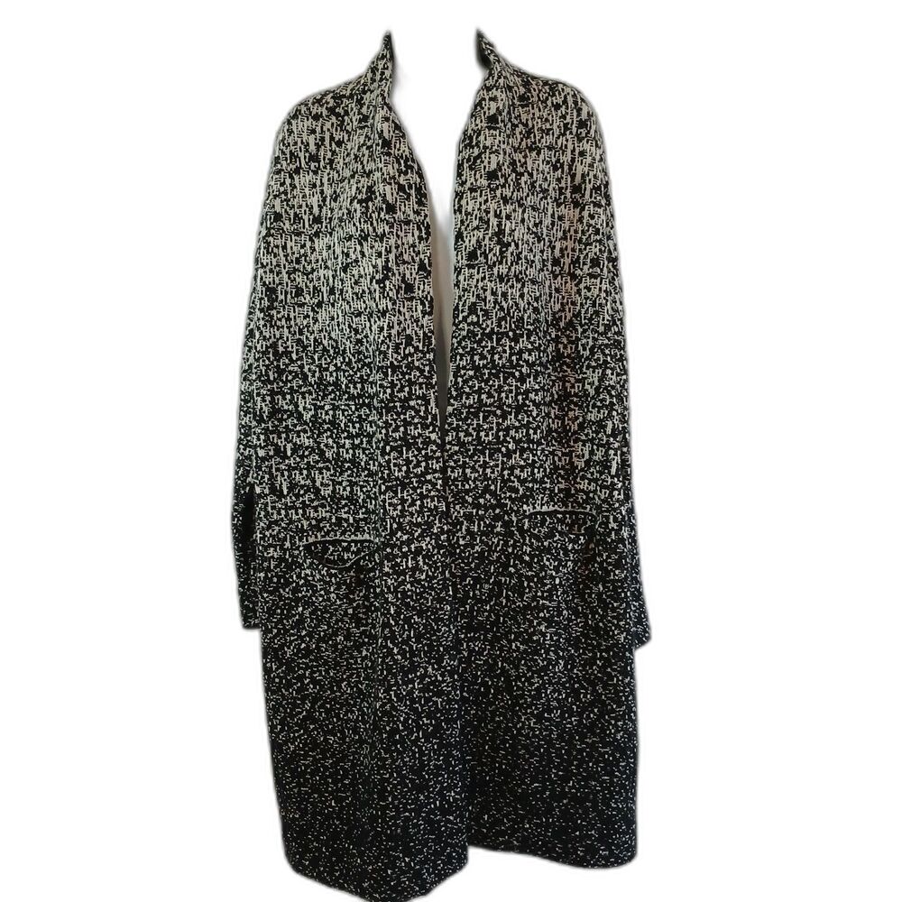 Athleta Sweater Cardigan Black‎ Long Line Pockets Wool Blend Sz Casual Travel